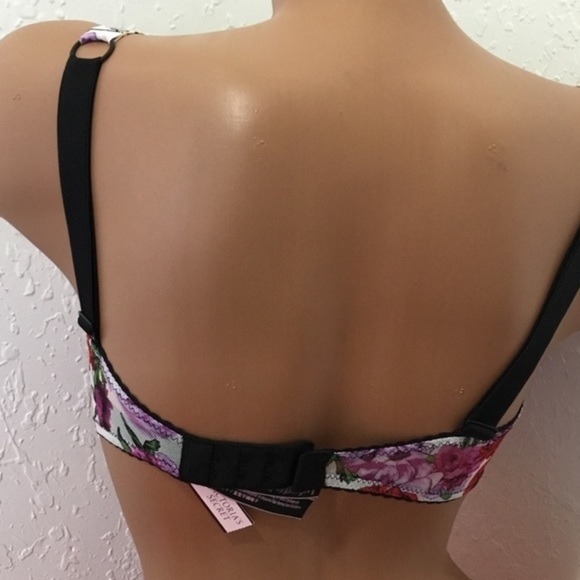 Victoria’s Secret Bombshell Bra Rhinestone Lingerie GLAM CZ 32C Black Purple - Picture 5 of 9